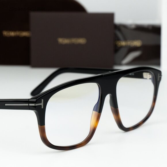 Tom Ford Women Eyeglasses Black Havana Blue Light Block Pilot FT5901-B-N 056 NEW - Picture 4 of 9